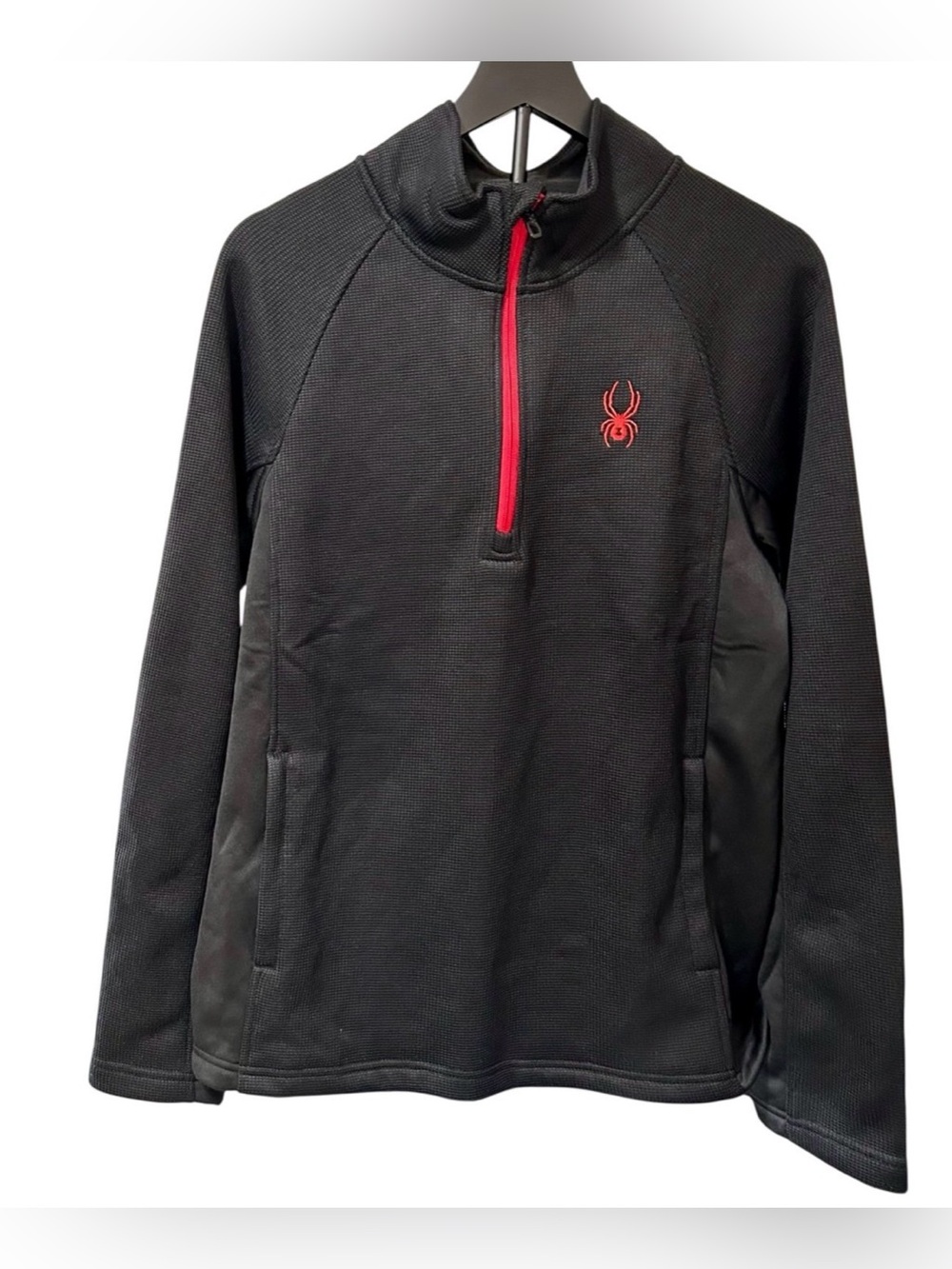 Spyder Men’s Black Quarter-Zip Sweater with Red Accents Large